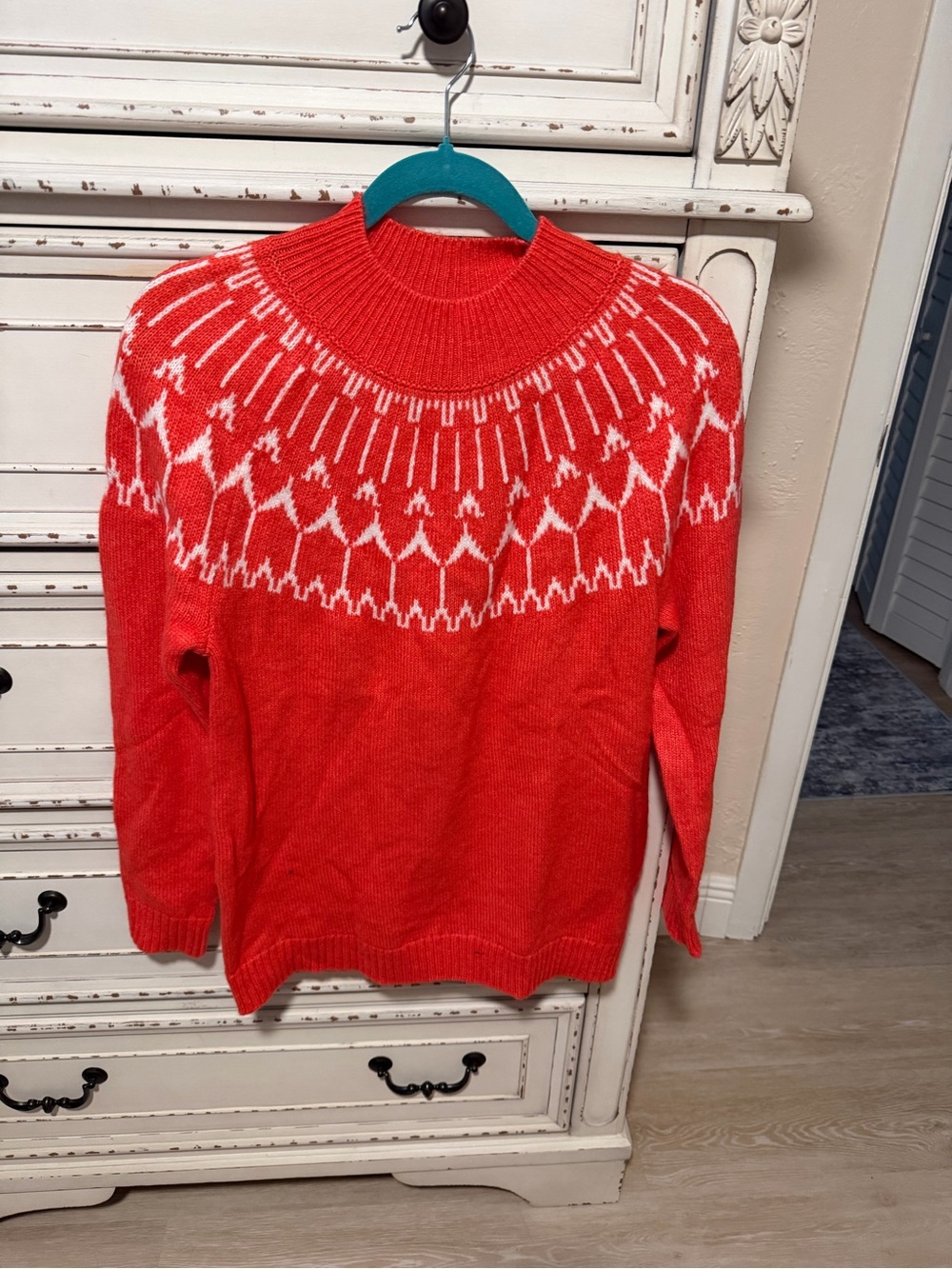 Talbots OrangeFair Isle Turtleneck Sweater